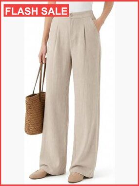 Tall Linen Pants 5'8"+ Wide Leg Palazzo Dress Pants for Women Work Summer